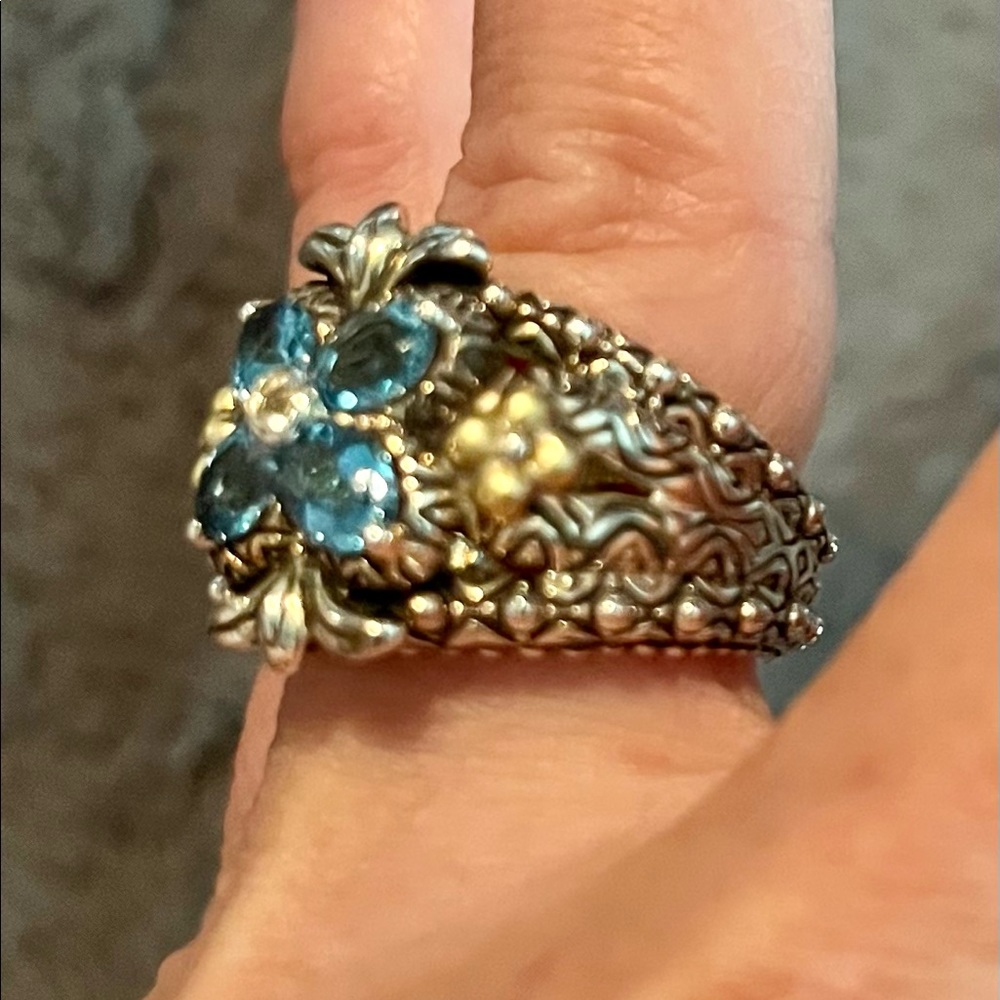 Barbara Bixby Sterling Silver, 18k, Blue Topaz ring - Picture 2 of 7